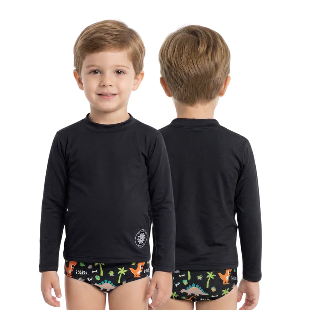 Conjunto Camisa UV + sunga infantil/juvenil praia piscina do 1 ao 16 anos