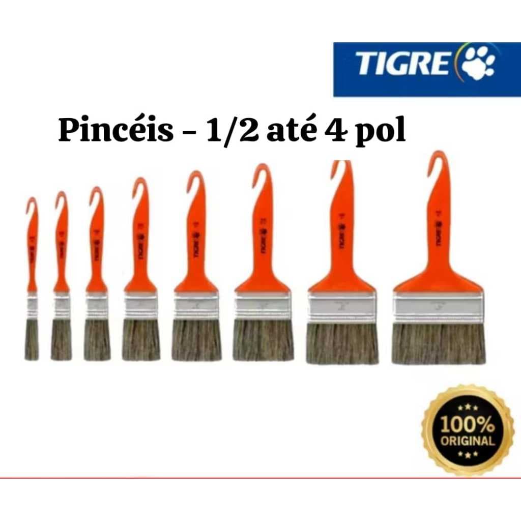 Pincéis Unitário para Pintura Ref 695 Tigre Trincha Parede Látex Pintar Casa