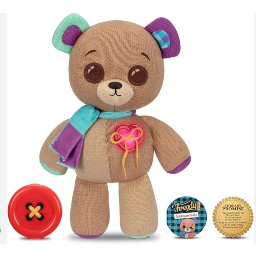 Urso de Pelúcia Interativo 14". Faça um Desejo e o Urso Ganha Vida. Olhos com Botão Mágico e Expressivo - Feliz, Triste,