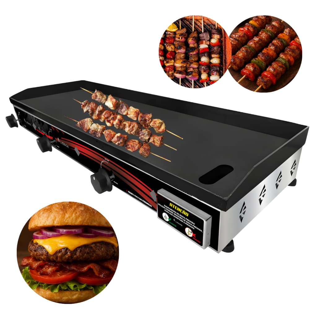 Chapeira De Lanches Inox Profissional À Gás Com Coletor 90x30 LUDINOX