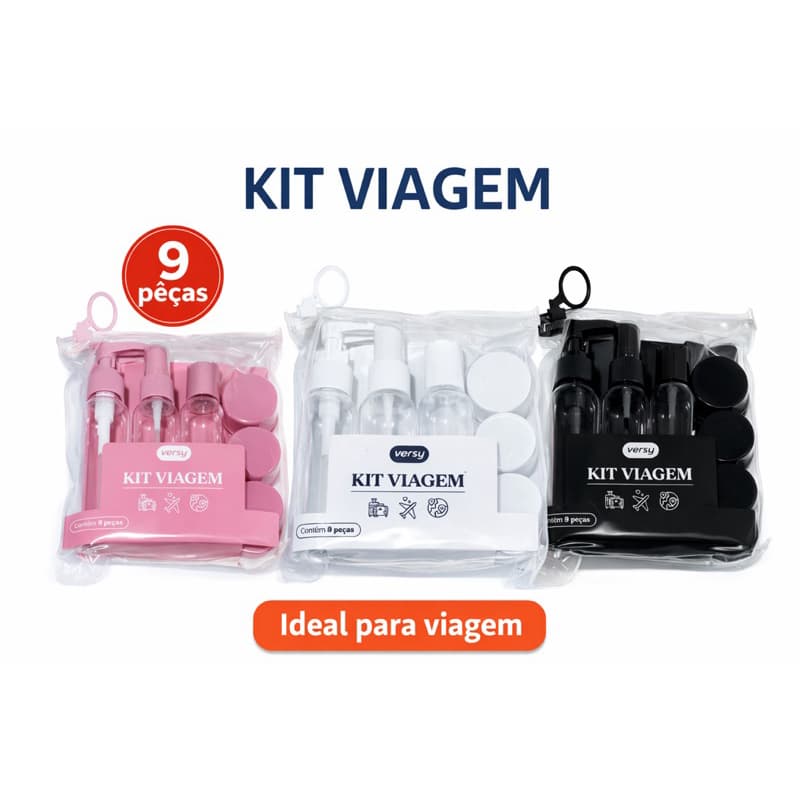 Kit Viagem Praticidade com 9 Peças Prático + Necessaire Inclusa