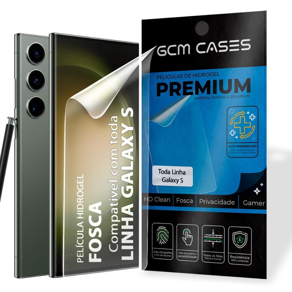 Película Hidrogel Galaxy Linha S Todos Modelos Resistente TPU Flexível Invisível ou Fosca