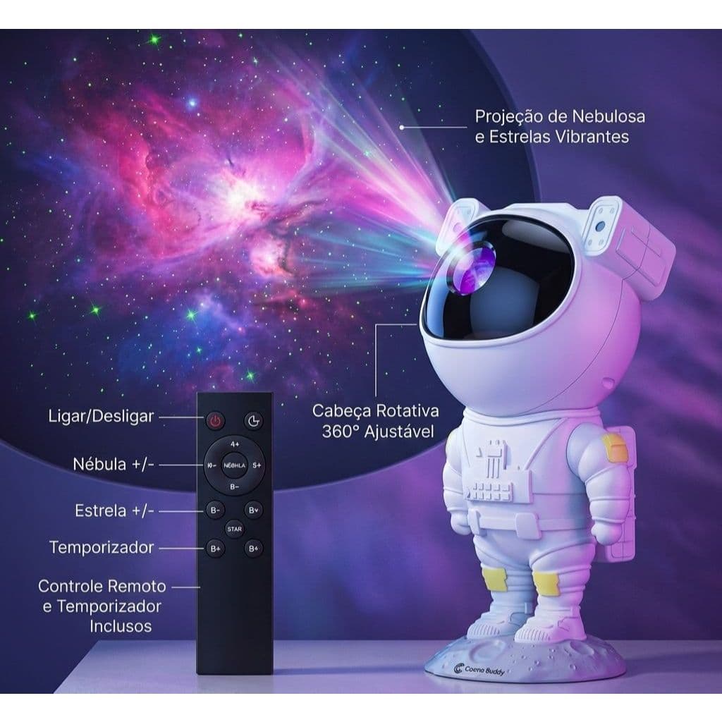 Projetor Astronauta Galaxy LED Luz Estelar com Controle Remoto BM-F927