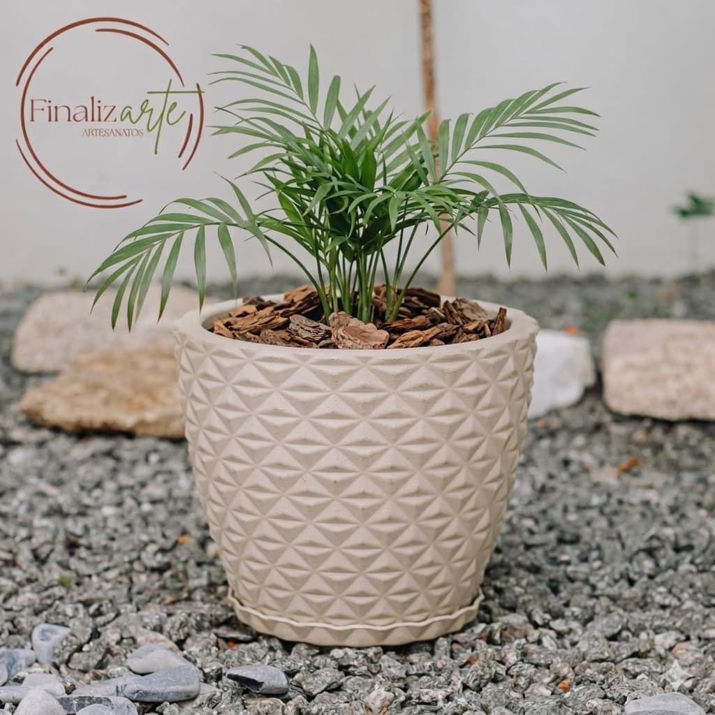 Vaso Para Decoração e Plantas Polietileno Diamante P COM PRATO COLETOR