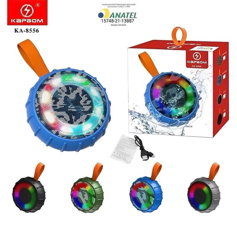 Caixa De Som Led Rgb Prova Água Bluetooth Portátil Caixinha