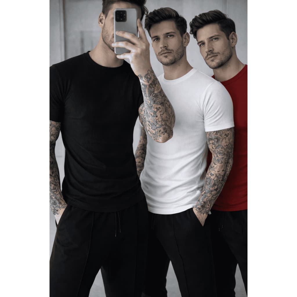 Kit 3 Camisetas Caneladas Premium Masculina | Estilo Americano | Economia por Peça
