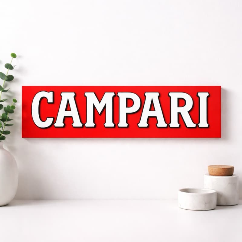 Placa Decorativa Campari Estilo Bar – Quadro Decorativo Retrô para Parede