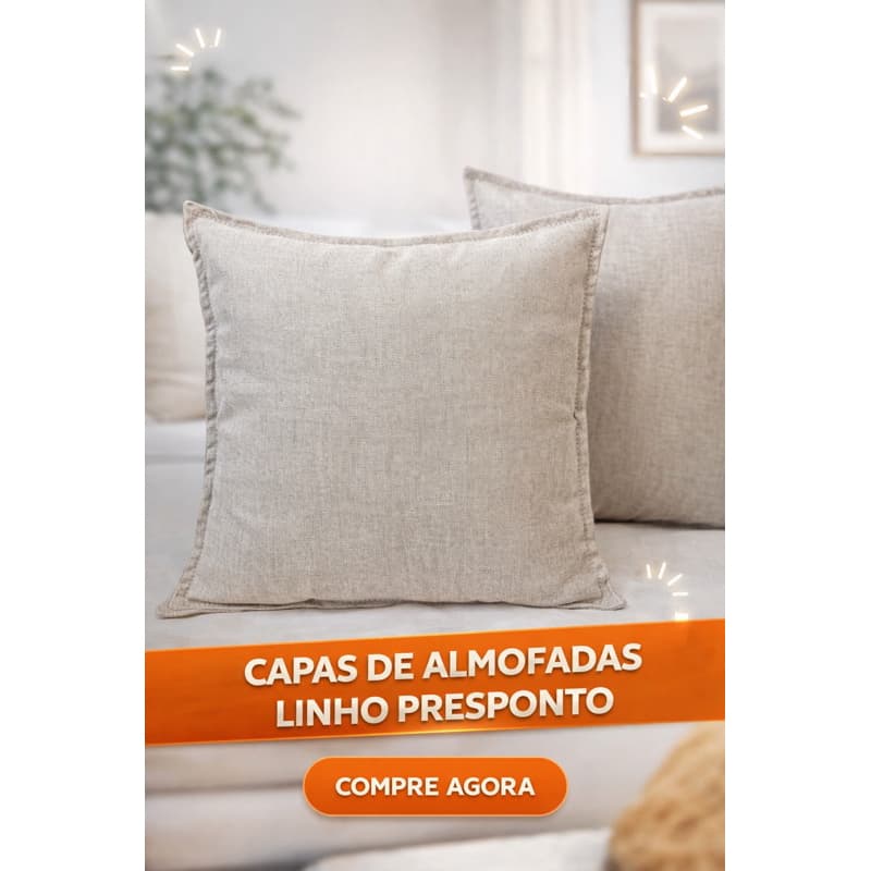 2 Capas de Linho Modelo Presponto 45x45 cm Para decoração de sala, sofá, quarto, trabalho.