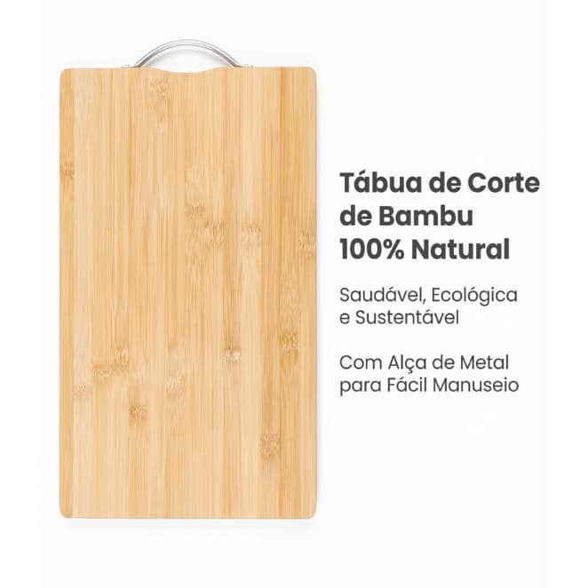 Tábua De Corte De Bambu Grande 38x28cm Antibacteriana Cozinha Churrasco