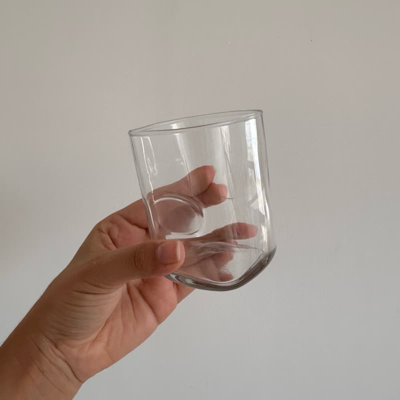 Copo de Vidro Transparente com Relevo Poá / Bolinhas 1 Unidade Minimalista Usado Brechó Bazar