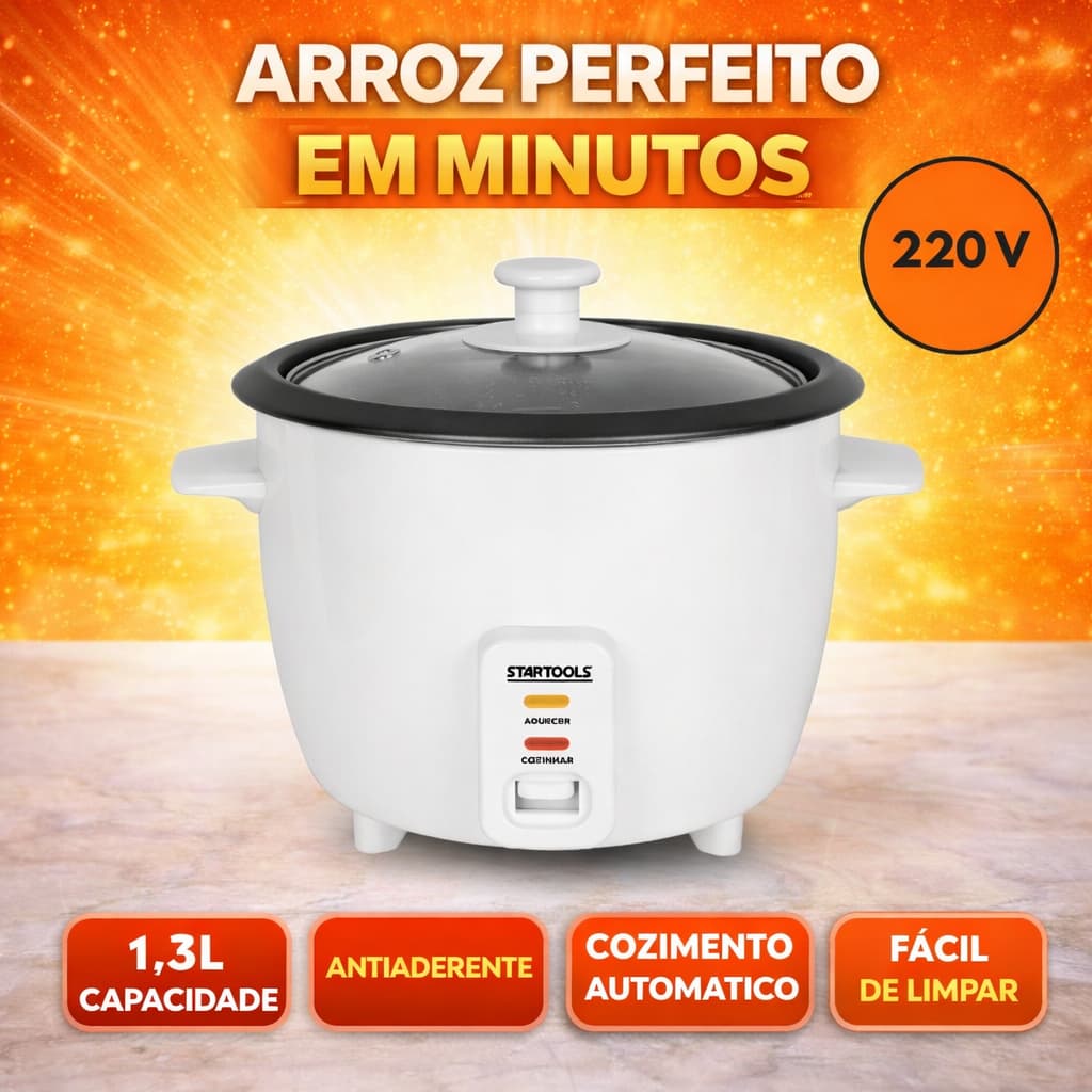 Panela de Arroz Elétrica 1,3L 220V Antiaderente Aquecimento Automático Panela Elétrica Arroz Legumes
