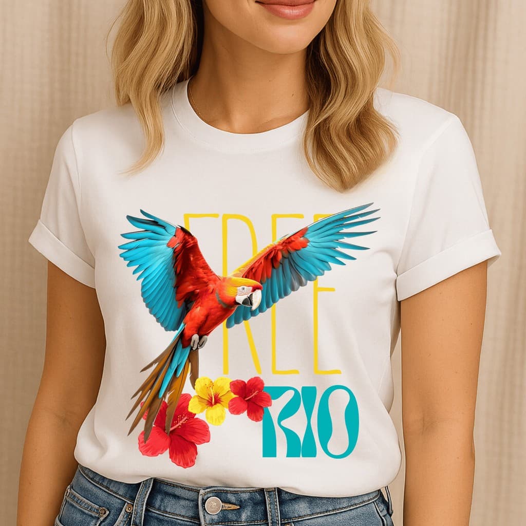 T-shirt Camiseta blusa Feminina Inspiração Tropical 100% Algodão Tendência Moda Feminina Elegante