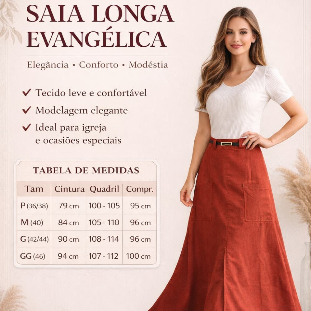 Saia Longa Feminina Lisa Cintura Alta Linho Premium Elegante Luxuosa