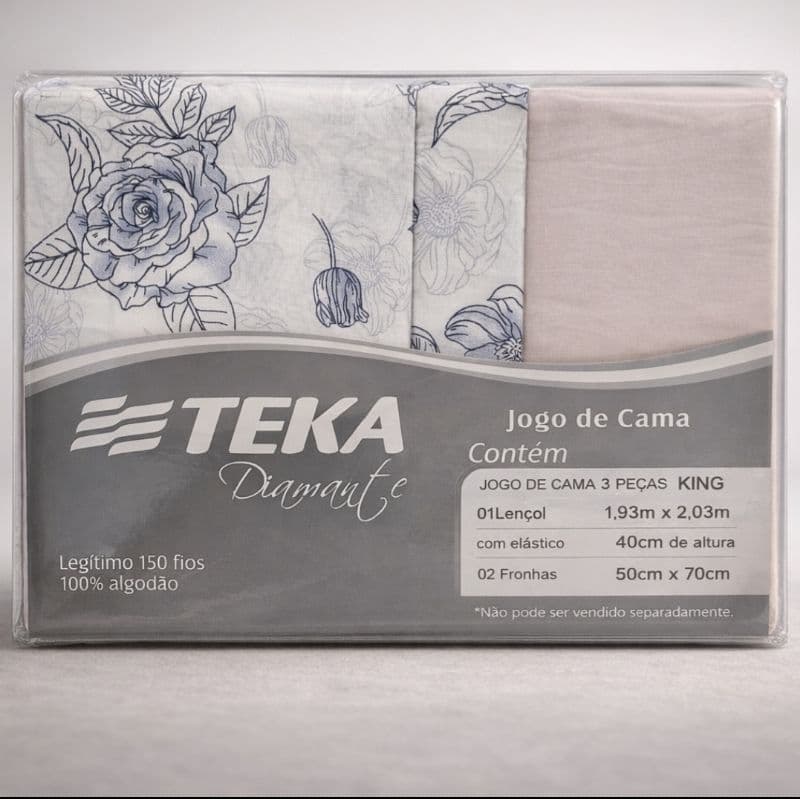 Jogo de lençol king (Teka linha DIAMANTE) ORIGINAL 100% algodão 150 fios (2 fronhas +1 lençol de eslatico)