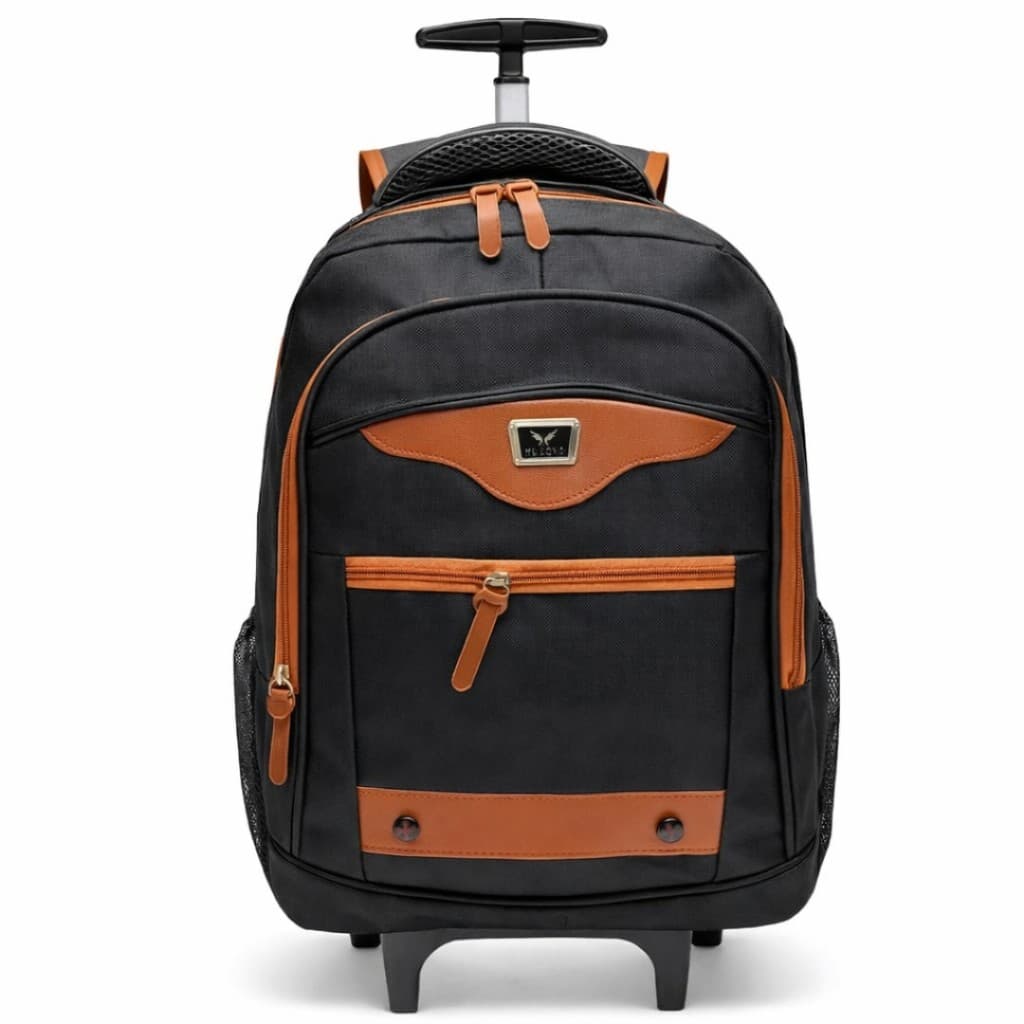 Mochila Juvenil com Rodinhas Reforçada 45cm Escolar Impermeável Grande Preta