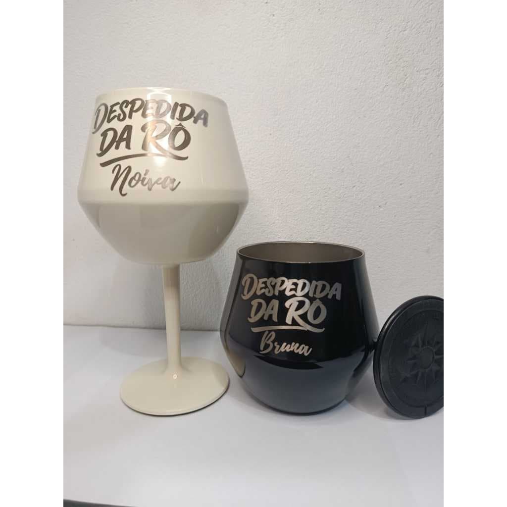 Taça Térmica Personalizada Design 2 em 1 (vira copo e taça) aço inox | Despedida de Solteira | Preta ou Branca