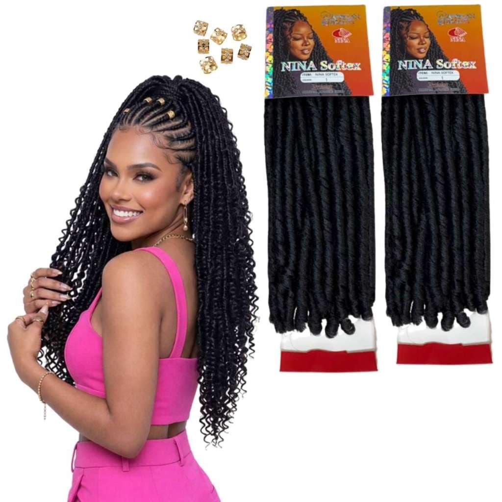Kit 2 Nina Softex Pacotinho Cabelo Sintético Crochet Braids