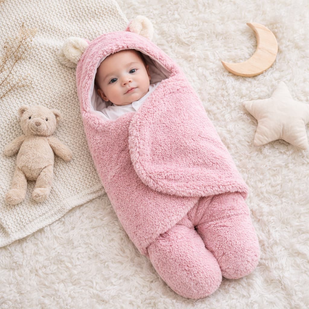Saco de Dormir Bebê Recém-Nascido Inverno | Cobertor Pelúcia Macio Antialérgico Ursinho