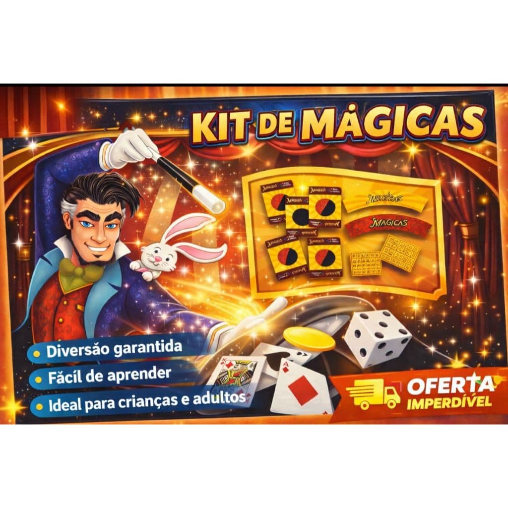 Brinquedo Educativo Kit de Mágica com 19 truques - para Crianças