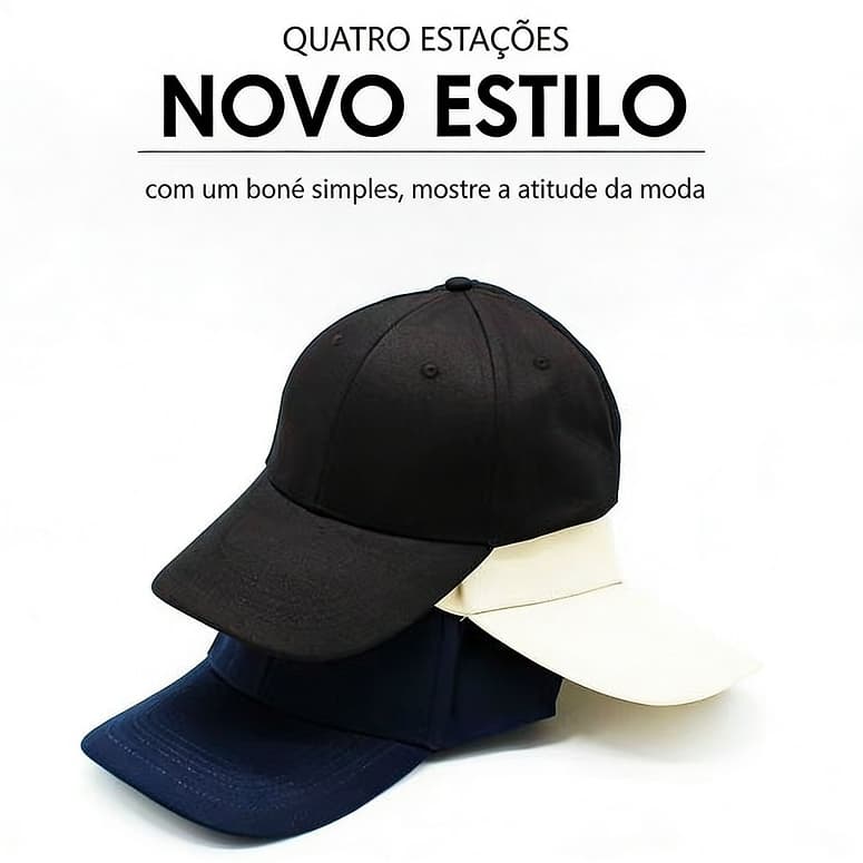 Boné Esportivo Aba Curva Unissex Básico Casual Liso Com Ajuste