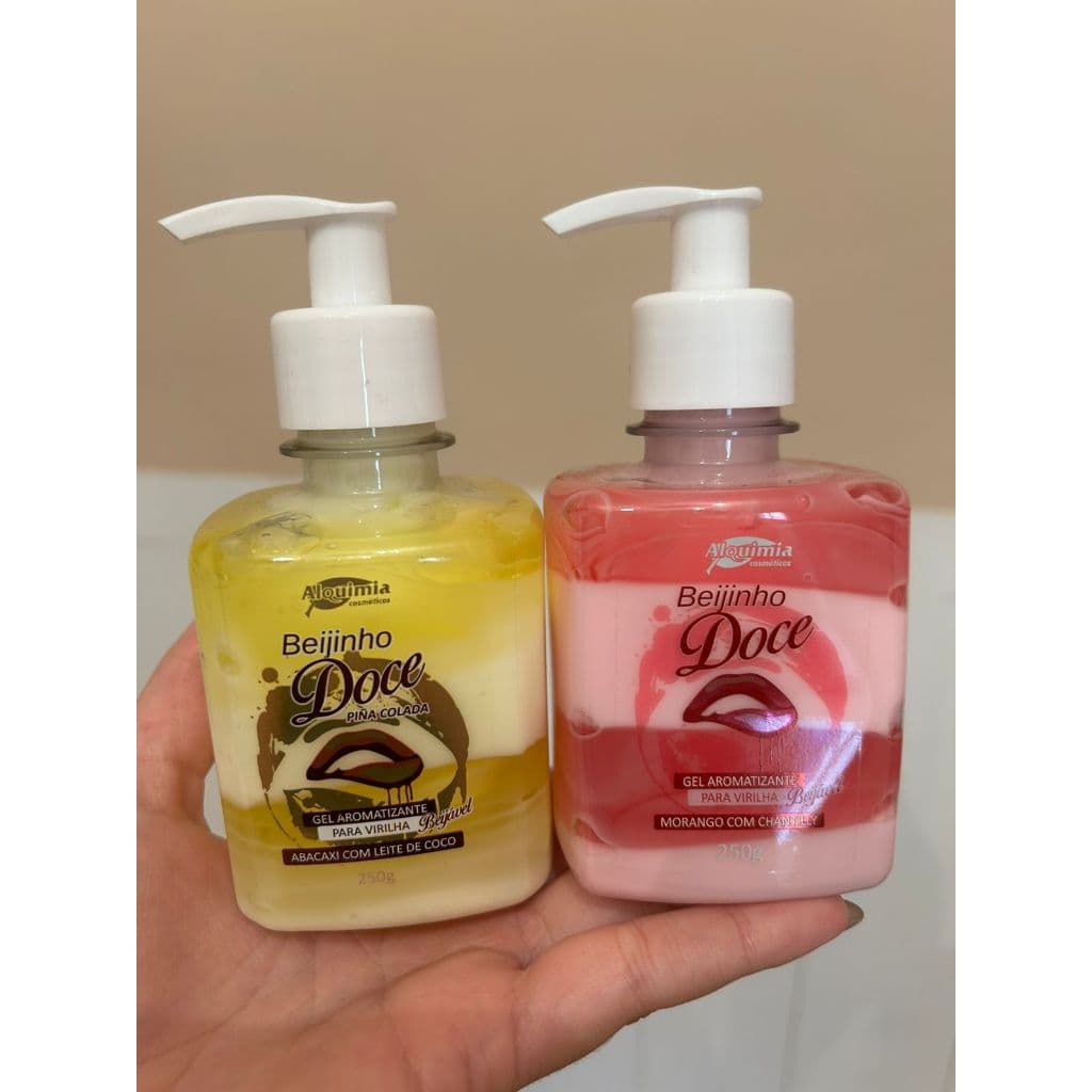 Kit 2 Gel Aromatizante Alquimia Beijinho Doce 250g Morango e Piña Colada