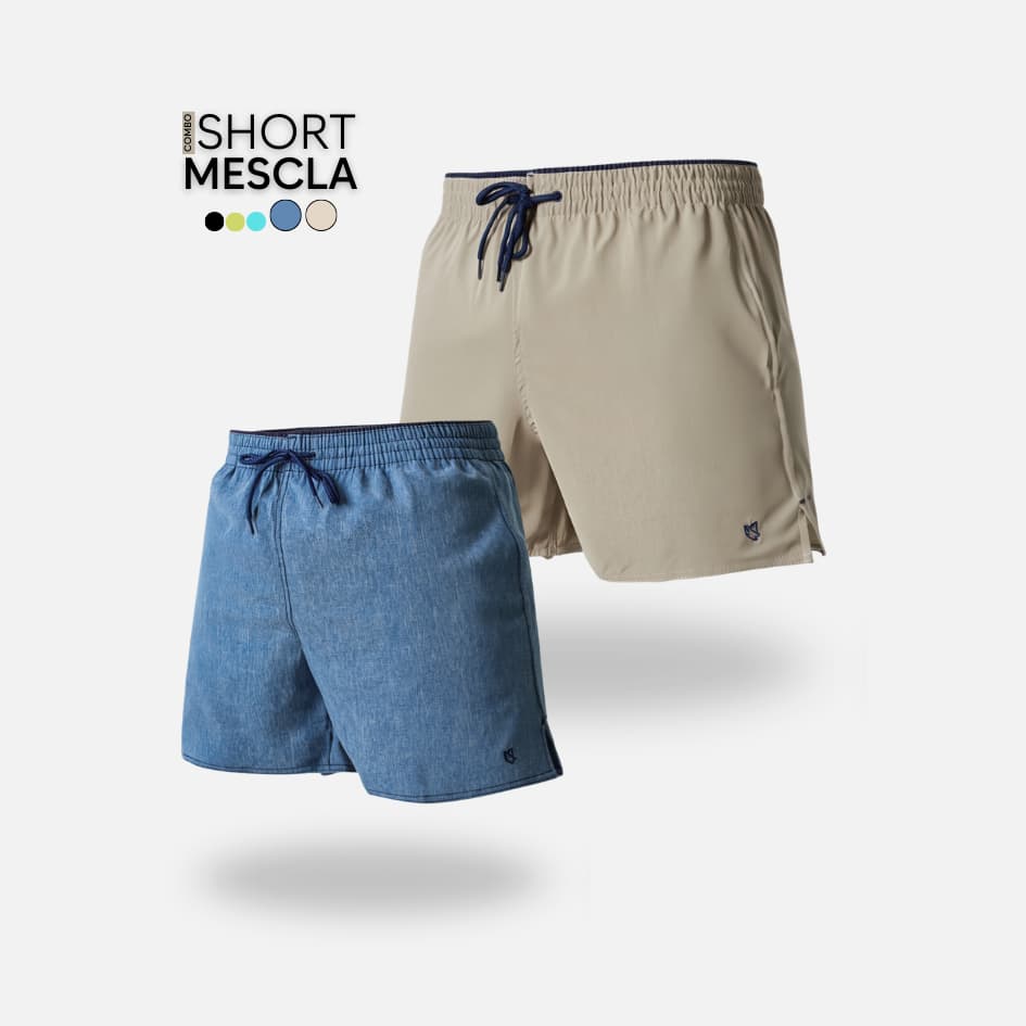 Combo 2 Bermudas Tactel Elastano Mescla Fenda Lateral Bolsos Mauricinho Elegante Verão Praia Brasil