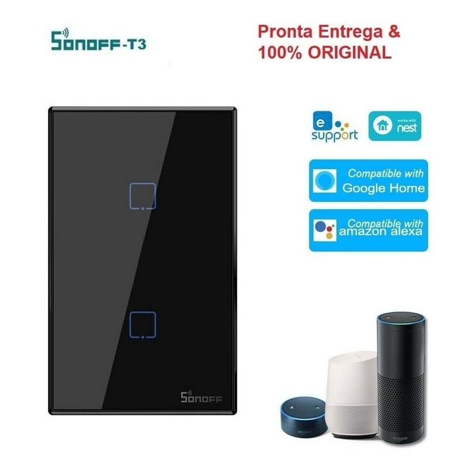 Sonoff® 2 Botoes-touch Rf 433/wi-fi - Padrão Brasil - 2020!!