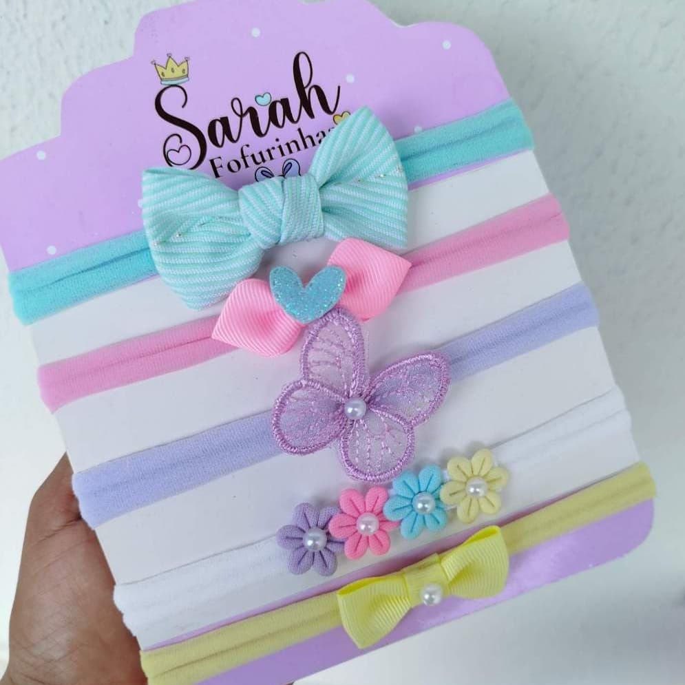 kit com 5 laços para bebê/laço de cabelo para bebê/laço na faixinha/laço RN