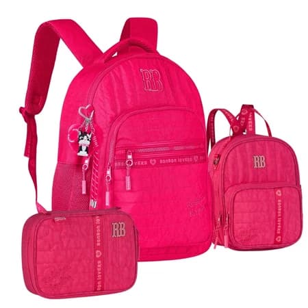 Kit Mochila Escolar Rebecca Bonbon ORIGINAL + Lancheira + Estojo Matelassê 2026 RB27001 RS