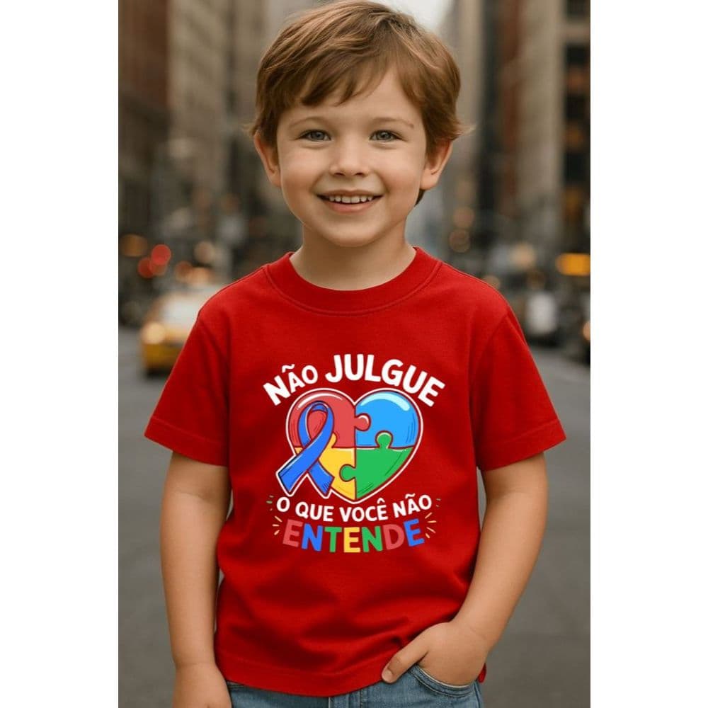 Camiseta Infantil Masculina Conscientização do Autismo | Inclusão | Respeito Roupa Infantil Algodão Confortável 2 ao 14