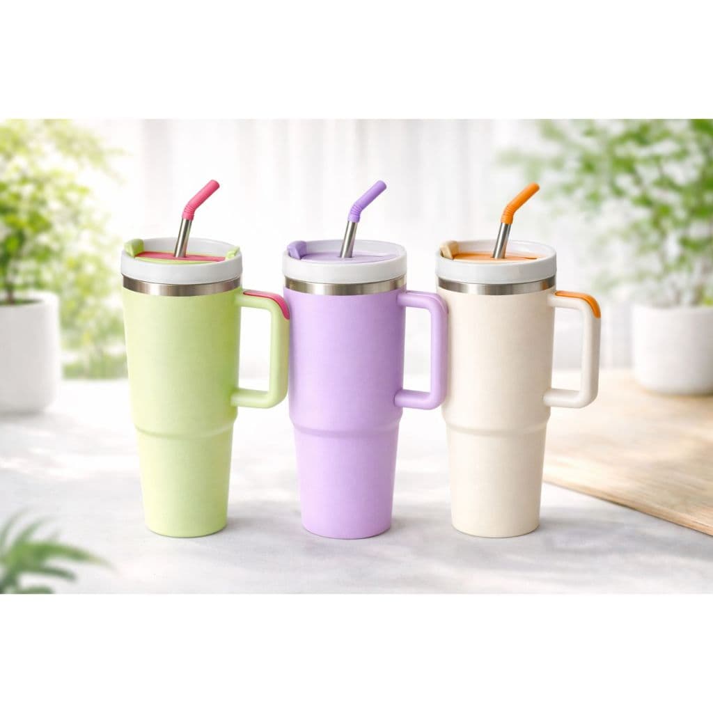 Copo Térmico Inox 1200ml Com Alça e Canudo Tampa Antivazamento Bebidas Geladas