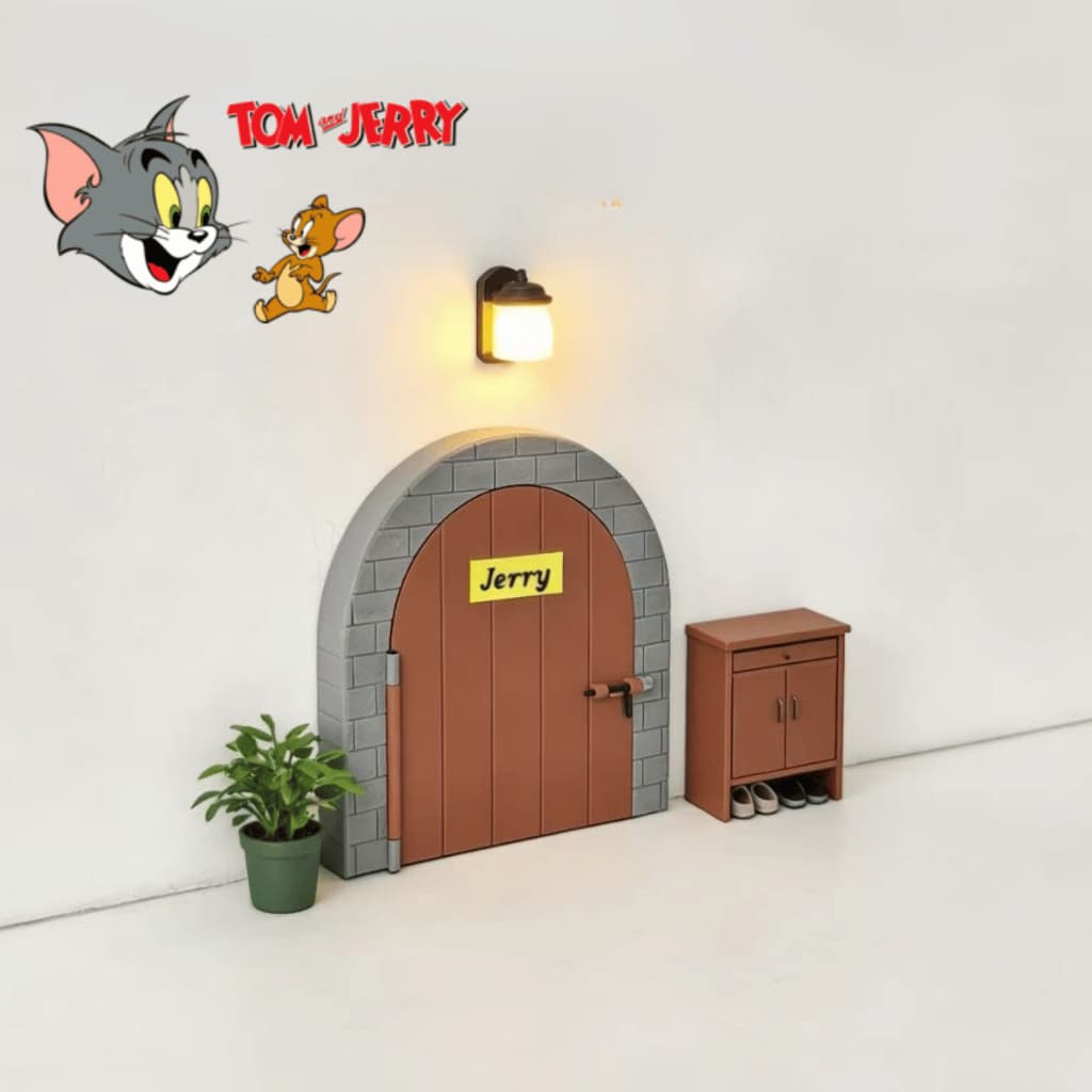 Capa Protetora para Tomada Estilo Porta | Decoração Criativa Inspirada em Tom e Jerry | Tampa Decorativa para Tomada