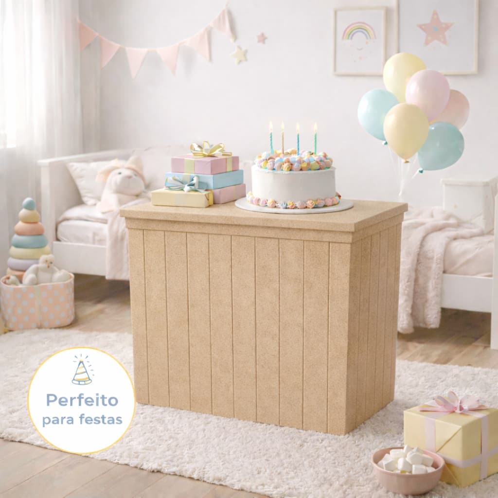 Mesa Grande Riscada Desmontável Mdf Cru Decoração Cômoda Frisada