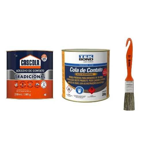 Adesivo Cola de Contato 200g Tekbond e 195g Cascola - Cola Madeira, Borracha, MDF