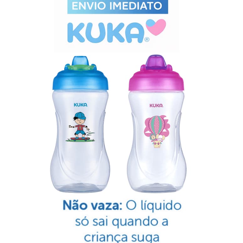 Copo de Treinamento Decorado Fun Kuka Antivazamento Transição Bico Rígido 330ML com Capuz