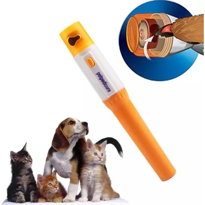 Lixador De Unhas Elétrico Pet Com 3 Lixas Cachorro Gato Aparador Garras a Pilhas