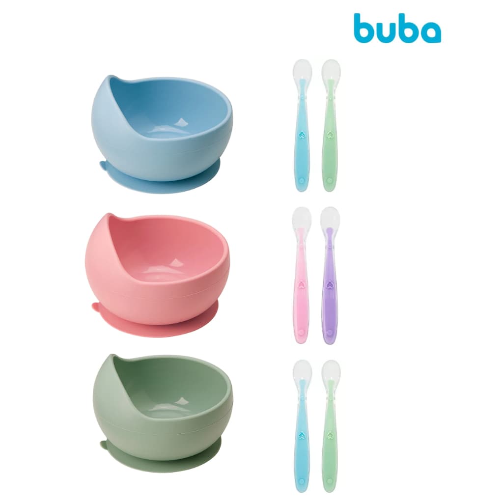 KIT ALIMENTAÇÃO INFANTIL BOWL COM VENTOSA + COLHER INTRODUÇÃO ALIMENTAR