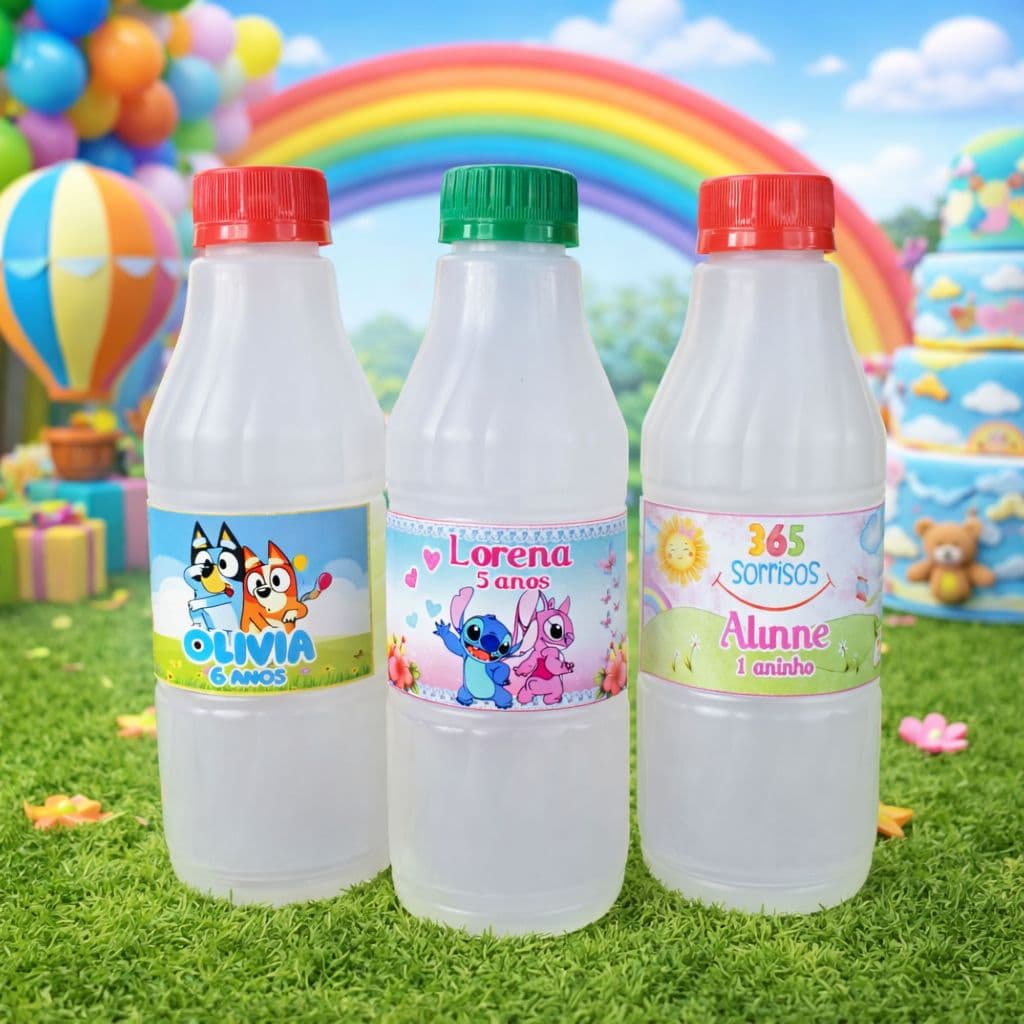 Adesivo Personalizado 7x4 para Garrafinha Festa Infantil | Lembrancinha Aniversário Tema Infantil