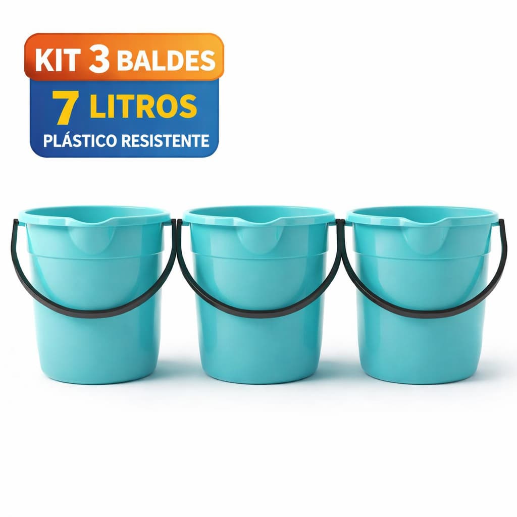 Balde Plástico 7 Litros Resistente Para Limpeza Água Multiuso Casa