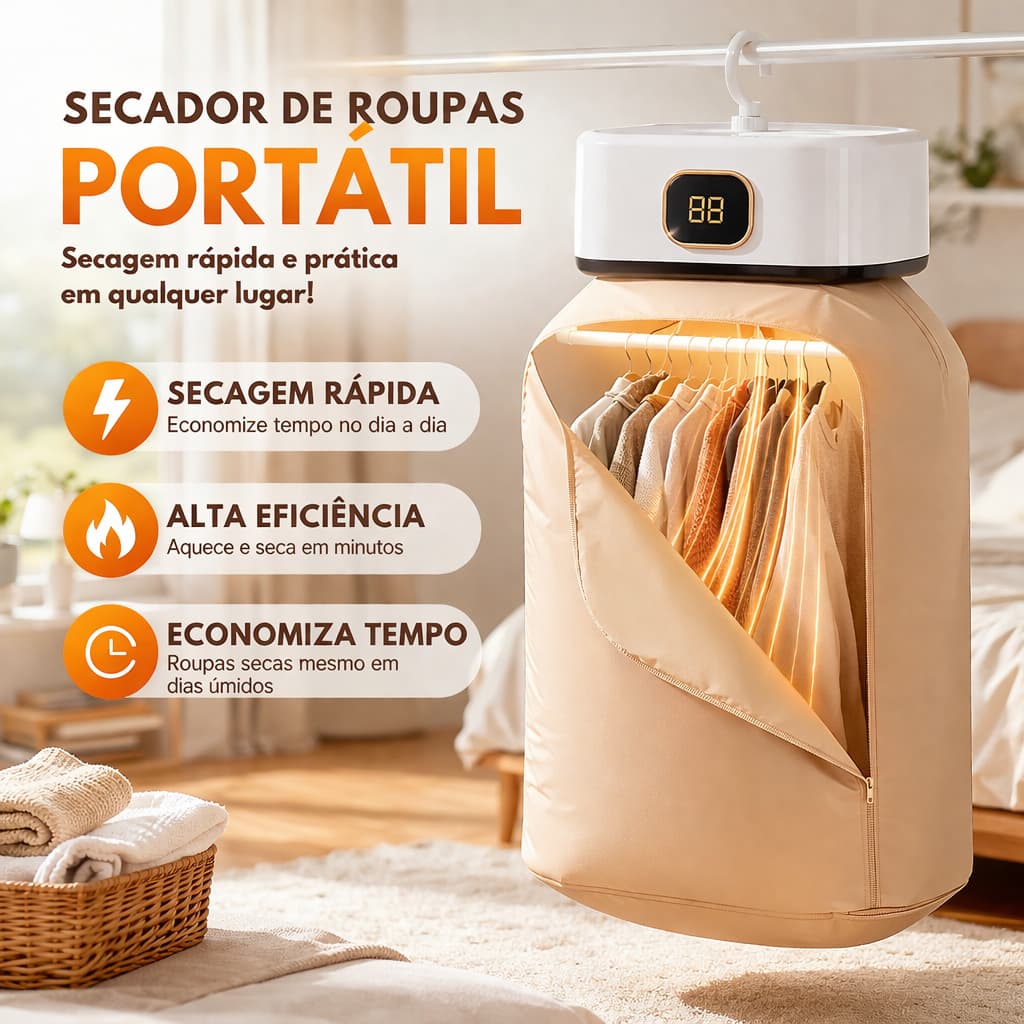 Secadora de Roupas Portátil Secador Roupa Suspenso Elétrico 110