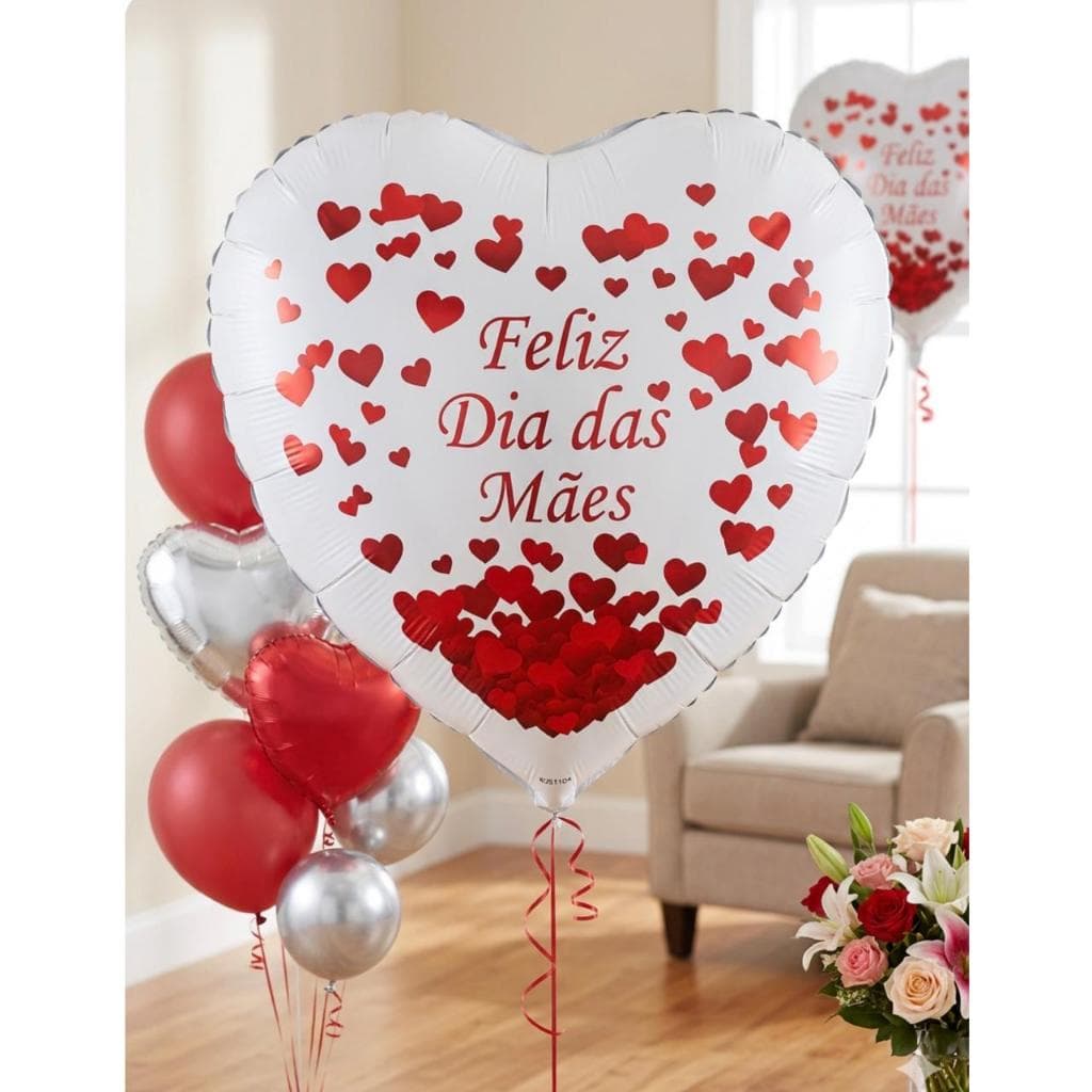 Balões Metalizado Kit com 3 Feliz dia das Mães, 45cm 18polegas