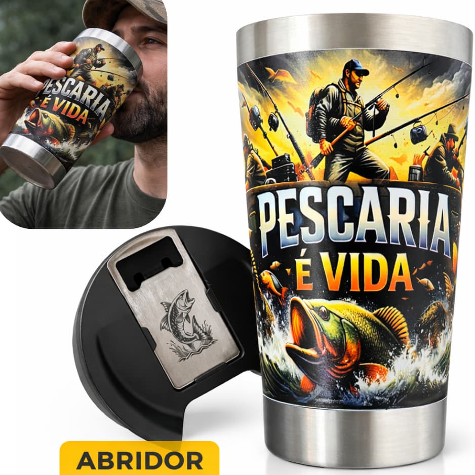 Copo Térmico 500ml Inox Para Cerveja Gelada Copo Para Pescador Presente Criativo Bar Churrasco