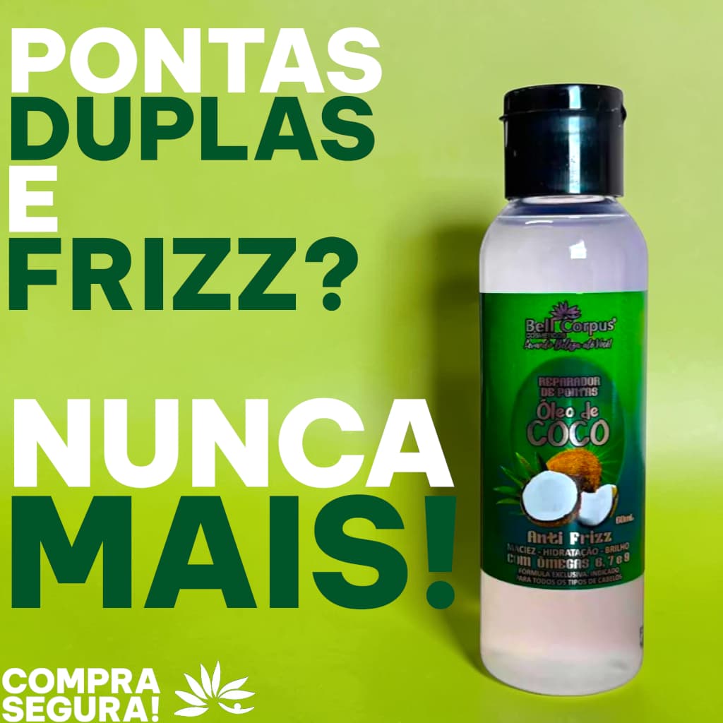 Reparador Óleo para Cabelo Óleo de Coco Anti Frizz Restaura e Hidrata BellCorpus Cosméticos