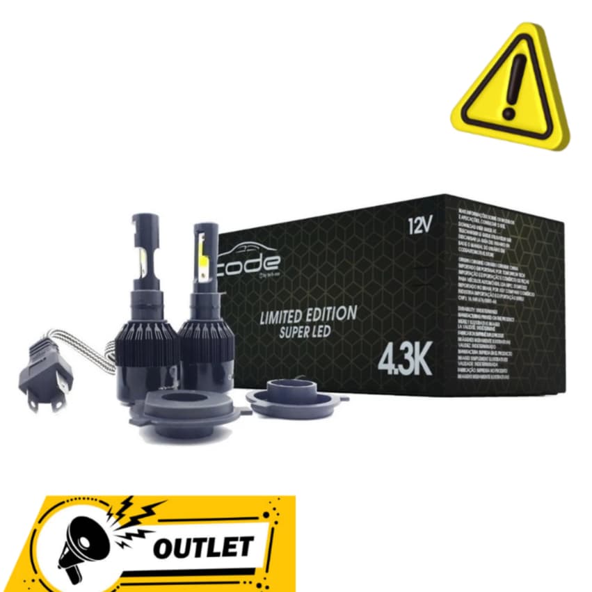 Kit Super Led CODE Techone 4300k 12v H4 H1 H3 H4 H7 H8 H11 Hb4 OUTLET