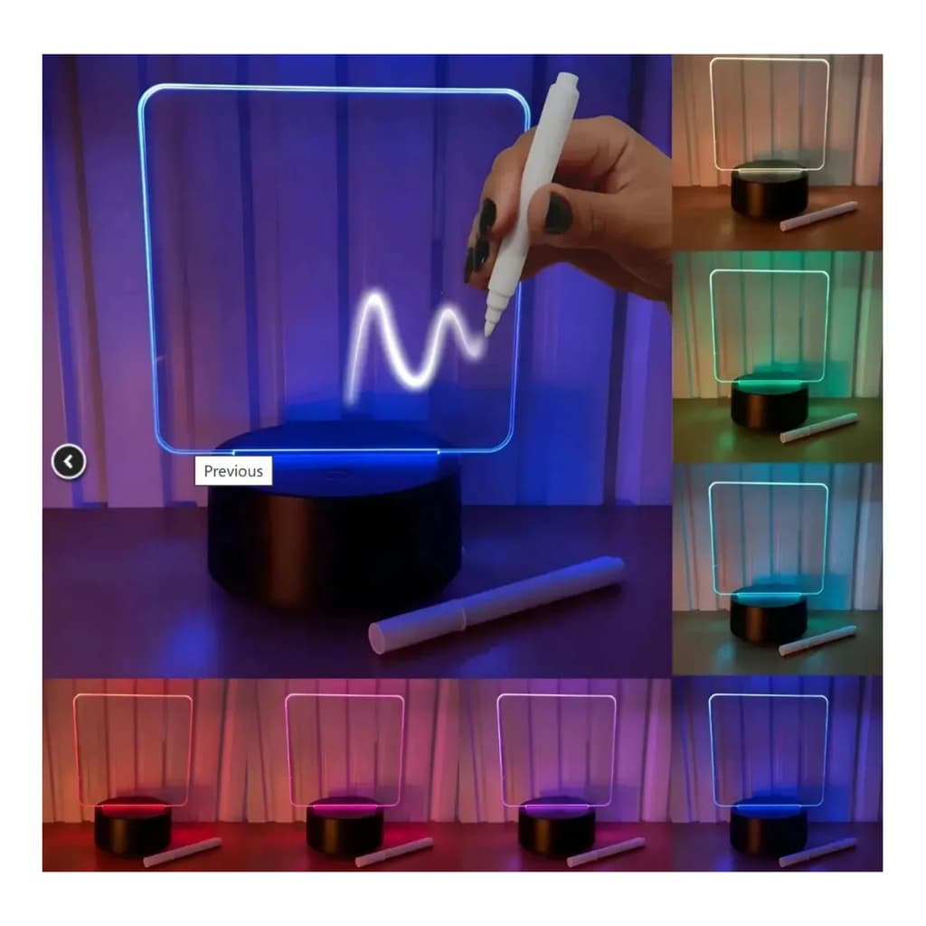 KIT 14 Luminária de Mesa 3D com Tela para Escrever Abajur Luminárias Lousa Mensagens