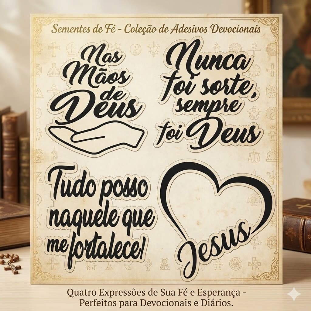 Adesivos com Frases Gospel - Kit com 4 adesivos, para carro, armario e qualquer superficie lisa