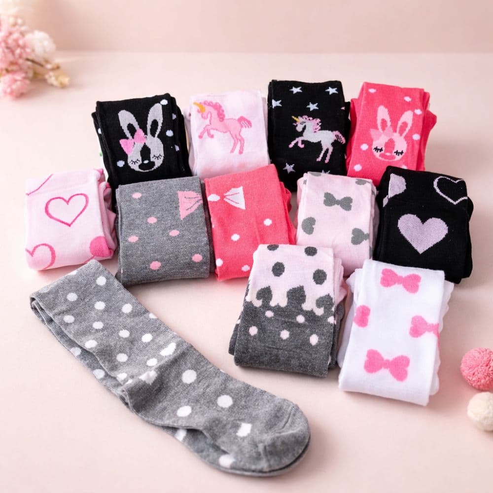 Meia Calça Infantil Menina Estampada Grossa Inverno Meia Estação