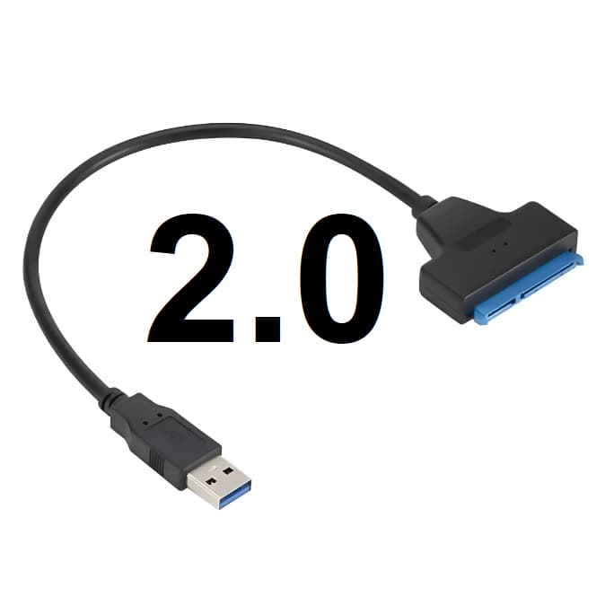 Cabo de Dados SATA USB 2.0 25 CM adaptador sata 2,5 e 3,4 com entrada de fonte 12v