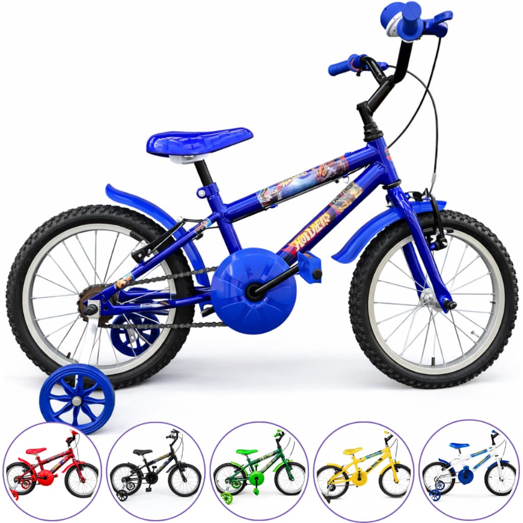 Bicicleta Infantil Menino Aro 16 Alumínio Masculina C/Rodinhas e Buzininha Fom Fom
