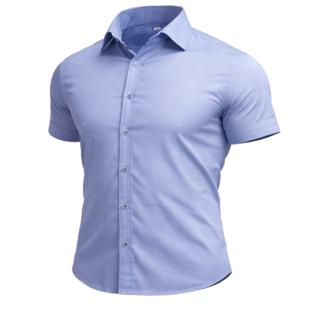 Camisa Jeans Tencel Masculina Manga Curta Estilo Executivo Para Trabalhar, Sair, Viajar, Estiloso e Despojado